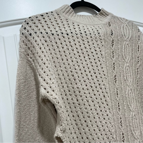 FREE PEOPLE Washed Muslin Tunic pullover sweater Size XS tan/cream high slit - Picture 5 of 13